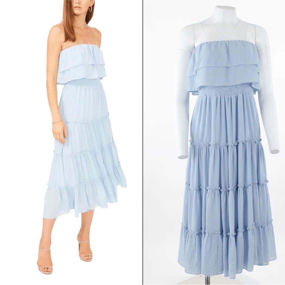 1. State Strapless Light Blue Tiered Dress size large